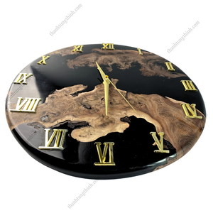 Horloge murale en bois, meilleure vente, produit en bois, résine, horloge pour décoration murale du Vietnam pour grossistes, 2025 - Product Image 2