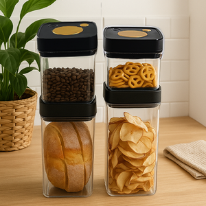 Recipiente de Almacenamiento de Alimentos al Vacío Cuadrado, Moldeado por Inyección, Patentado por Vacare, Libre de BPA, Hermético, con Tapa Personalizable, 6-10L - Product Image 1