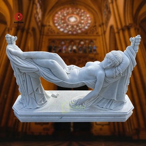 Escultura de mujer desnuda de piedra natural tallada a mano, estatua de mujer desnuda sexy hermosa de mármol - Product Image 5