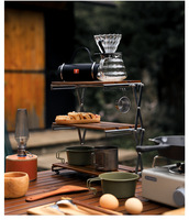 Table de camping pliable moderne en bois massif à 3 niveaux, légère et portable, idéale pour pique-nique, barbecue et utilisation en extérieur
