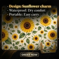 Grande couverture de pique-nique imprimée tournesol, pliable, pour le camping et les réunions de famille