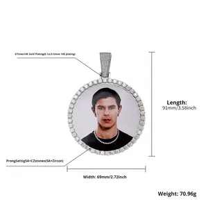 Collana Personalizzata con Foto in Stile Punk, Catena a Cerchio Grande, Ciondolo <span class=keywords><strong>di</strong></span> Lusso con Strass, Regalo per Coppie - Product Image 5