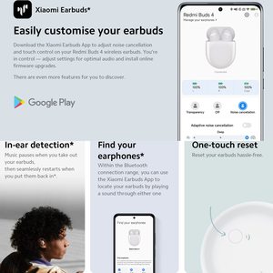 Auriculares inalámbricos Xiao <span class=keywords><strong>mi</strong></span> <span class=keywords><strong>Red</strong></span> <span class=keywords><strong>mi</strong></span> <span class=keywords><strong>Buds</strong></span> <span class=keywords><strong>4</strong></span>, auriculares internos híbridos con cancelación activa de ruido para teléfono y ordenador - Product Image 2