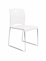Chaise de conférence empilable moderne avec base en chrome pour écoles, dortoirs, salles d'étude, salles de classe, formations et réunions