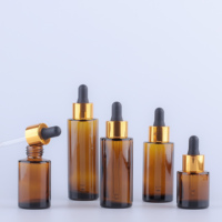 Flacon compte-gouttes en verre ambré rond à épaule plate de 20ml, 30ml, 40ml, 50ml, 60ml pour huiles essentielles, sérums de soin et emballages cosmétiques