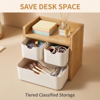Umweltfreundlicher Bambus-Schreibtisch-Organizer mit 3 Schubladen für Zuhause, Büro, Make-up, Schmuck und Kleinteile