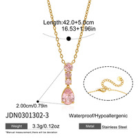 Collier pendentif en acier inoxydable avec pierres CZ colorées en forme de cœur, poire et rectangle, bijoux minimalistes dorés pour femmes