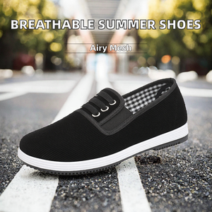 Chaussures décontractées sportives en toile pour hommes âgés, style printemps-été, avec doublure en maille et semelle intérieure en PVC, tendance mode respirante - Product Image 2