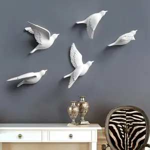 北欧家居装饰贴纸背景艺术雕塑装饰3D飞鸟墙壁装饰