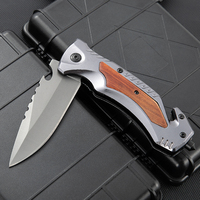 Couteau Pliant OEM de Survie Tactique d'Extérieur pour Camping et Chasse, Poignée en Bois Personnalisé, Vente en Gros, par le Fabricant Hongrui
