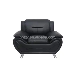 高品质来样定做/ODM 076 # 黑色聚氨酯聚氯乙烯人造革枕头双人沙发客厅沙发套装乔治设计