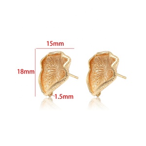 Benzersiz tasarım takı 925 gümüş iğne 14K altın kaplama mantar şekli saplama küpe Diy - Product Image 2