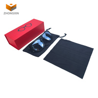 Boîte d'emballage de lunettes de soleil cadeau rouge fermée avec aimant pliant en papier rigide avec logo personnalisé avec serrure magnétique