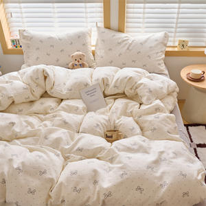 Drap-housse en <span class=keywords><strong>gaze</strong></span> <span class=keywords><strong>double</strong></span> couche 100% coton de classe A avec housse de couette, ensemble de literie toutes saisons - Product Image 1