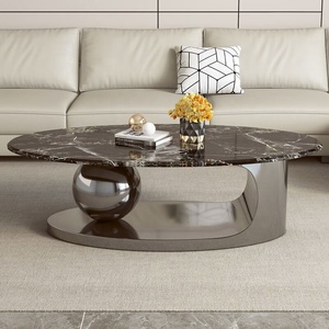 <span class=keywords><strong>Table</strong></span> <span class=keywords><strong>basse</strong></span> ovale de style moderne GEDO, comptoirs en marbre noir nordique, tables basses élégantes pour le salon - Product Image 1