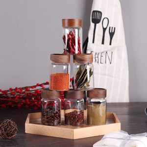 High Borosilicate Air Tight Storage <b>Jars</b> Containers With Acacia Wood Lid Glass <b>Jars</b> for Food Glass <b>Spice</b> Honey <b>Jars</b> - Product Image 4