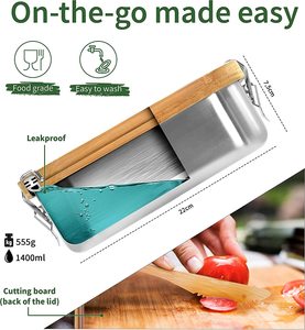 Đôi Nút <span class=keywords><strong>Container</strong></span> Chia Thép Không Gỉ Ăn Trưa <span class=keywords><strong>Container</strong></span> Kid Dành Cho Người Lớn Snack Sinh Thái Thân Thiện Với Kim Loại Hộp Ăn Trưa Nắp Tre BPA-Free Miễn Phí - Product Image 4