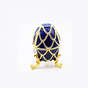 Joyero de huevo ruso estilo Faberge, caja de joyería esmaltada a mano feliz día de Pascua - Product Image 2