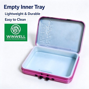 Custom Printed Rectangular Metal <b>Tin</b> Box With Side Clasp Lock, Food Grade Storage <b>Tin</b> Case With Inner <b>Tray</b> For Candy Mint - Product Image 2