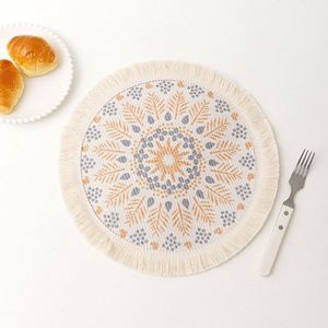 Mandala Boho Woven Placemat With Fringe Pom Tassels Wedding Parties Decor Heat-Resistant <b>for</b> Dining <b>Table</b> - Product Image 4