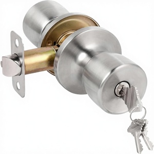 HOSOM Keyed Entry <strong>Door</strong> <strong>Knob</strong> Lock Key Exterior/Interior <strong>Doors</strong> Front <strong>Door</strong> Commercial Residential Use Bathroom Bedroom Satin Nickel - Product Image 1