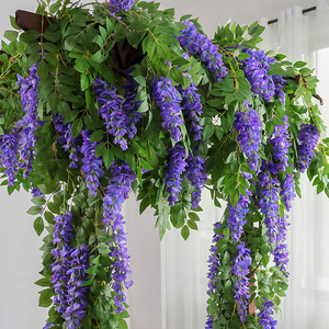 Guirlandes artificielles de glycine Qingxu, fleurs suspendues violettes et roses, en soie plastique réaliste, pour décoration de mariage et plafond - Product Image 2