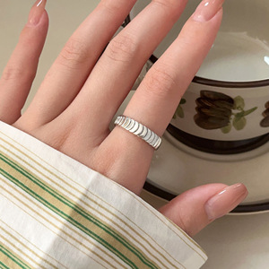Yinruitai S925 Sterling Silver Fish Scale Pattern <b>Ring</b> <b>Open</b> Smooth Women's Fashion <b>Ring</b> - Product Image 1
