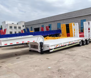 Remolque de Plataforma Baja de 100 Toneladas de Capacidad, 3 Ejes, Remolque de Plataforma Baja con Cuello de Cisne de 50, 60 y 80 Toneladas, Semirremolque Lowboy en Venta - Product Image 1