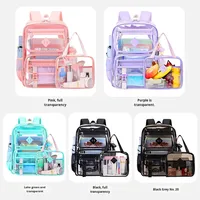 Sac à dos en PVC transparent en nylon de style dessin animé, imperméable, avec fermeture éclair, tendance, pour les élèves du primaire, du collège et du lycée