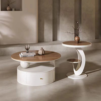 Meubles de salon de style américain moderne, table basse de villa, table basse ronde en bois massif