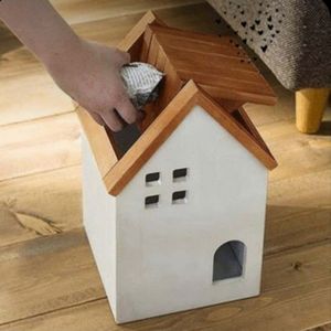 Vente chaude Maison En Forme De Village Cabine <span class=keywords><strong>Poubelle</strong></span> Couverture Tournante Table De Maquillage Seau De Stockage <span class=keywords><strong>Poubelle</strong></span> En Bois Décorative - Product Image 6