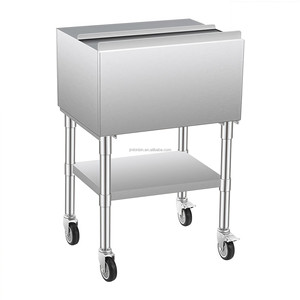 Stainless Steel Floor-standing Sliding <b>Cover</b> Ice <b>Bin</b> | Commercial Bar & Kitchen Mobile Ice Storage - Product Image 2