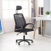 Chaise de bureau exécutive ergonomique moderne à dossier haut en tissu, siège pivotant, hauteur réglable, base en fer, accoudoirs fixes réglables