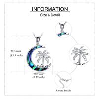 Vente en gros de bijoux pour femmes Collier à pendentif en argent sterling 925 avec coquille d'ormeau lune cocotier