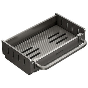 Étagère de rangement murale pour cuisine, design minimaliste rectangulaire, panier de drainage amovible, organisateur d'évier, porte-épices, porte-essuie-tout - Product Image 5