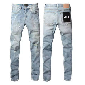 Jean Déchiré De Luxe Pour Homme <span class=keywords><strong>Tendance</strong></span> Vintage Délavé Streetwear Empilé - Product Image 5