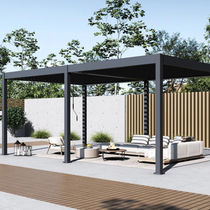 Moderne Outdoor-<span class=keywords><strong>Pergola</strong></span> aus Aluminiumlegierung mit bioklimatischem, motorisiertem Lamellendach und Polycarbonat-Paneelen für Gartenpavillons - Product Image 2