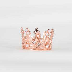 Couronne miniature en métal moulé sous pression, unisexe, pour décoration de gâteau d'anniversaire ou de mariage, diadème de princesse avec perles, ornement capillaire pour enfants, pour la pâtisserie DIY - Product Image 2
