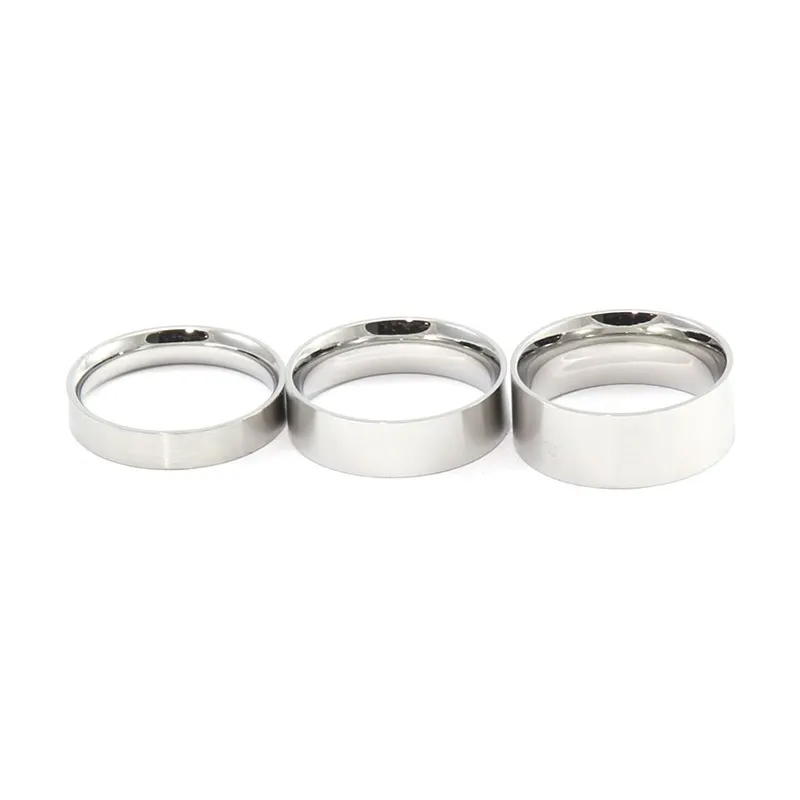 Grosir Cincin Kosong Baja Tahan Karat Titanium 4Mm 6Mm 8Mm untuk Tatahan Perhiasan Khusus