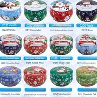 Bougie parfumée artisanale en cire de soja, en boîte ronde avec impression bonhomme de neige, pour la décoration de la maison, ambiance de Noël, coffret cadeau