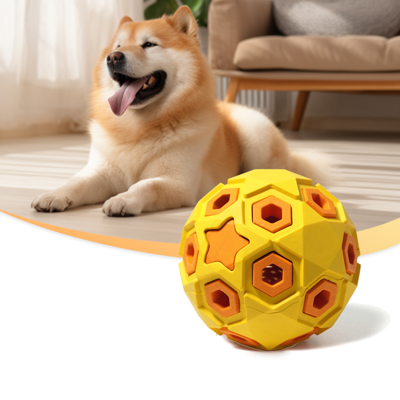  Rubber led light interactive game chew leaked food puzzle ball Pet toy