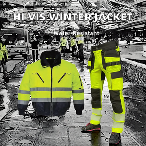 Veste d'hiver haute visibilité personnalisable pour pilote, conception bomber de sécurité pour la construction, en polyester, avec support de logo personnalisé - Product Image 2