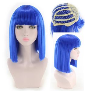 Perruque d'<span class=keywords><strong>anime</strong></span> européenne et américaine, cheveux longs et raides pour femmes avec frange, <span class=keywords><strong>coiffure</strong></span> mi-longue, couleur de cheveux, couvre-cheveux - Product Image 4