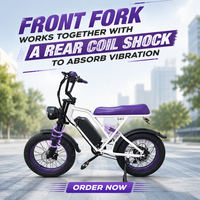 Vélo électrique à pneus larges OBX G60 avec logo personnalisé, 1000W 48V 20Ah, pour les propriétaires de marques et les cyclistes adultes, entrepôt américain