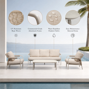 Conjunto de Sofás de Cuerda para Exteriores <span class=keywords><strong>Villabella</strong></span>, Muebles de Jardín con Estructura de Aluminio, Asientos para Patio, Ideal para Proyectos de Hoteles y Resorts de Lujo junto a la Piscina - Product Image 2
