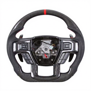 Volant de direction de <span class=keywords><strong>voiture</strong></span> en cuir perforé en fibre de carbone de style sportif le plus populaire, sur mesure pour Ford Raptor F150 - Product Image 1