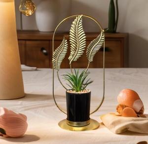Décoration de Table Artistique pour <span class=keywords><strong>Maison</strong></span> et Intérieur, Salon et Chambre, en Métal Fer Forgé Doré, Support de Fleurs en Pot - Product Image 6
