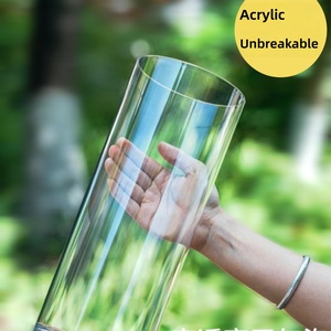 Jarrón de Plástico Acrílico Transparente Negro de 10 y 12 Pulgadas, Recipiente <span class=keywords><strong>para</strong></span> Flores de Varios Tamaños <span class=keywords><strong>para</strong></span> Decoración de Mesa de Boda - Product Image 2