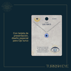Collana occhio turco in acciaio Color argento con catena a maglie alla moda placcata in oro con zircone di perle diamantate per regalo o festa - Product Image 4