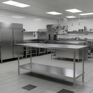 Table de travail de cuisine commerciale en acier inoxydable Vevor, 24 x 72 x 36 pouces, hauteur réglable, table de préparation pour restaurant - Product Image 2